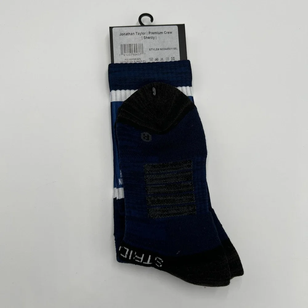 Strideline Jonathan Taylor Indianapolis Colts Premium Crew‎ Sherzy Socks M/L NEW